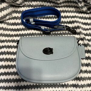Coach Aqua Pebble Leather Willow Saddle Bag